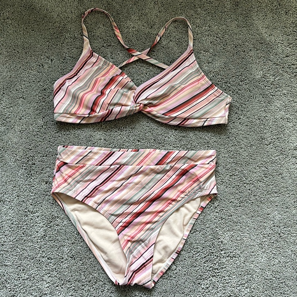Coral Twist Front Two-Piece Bathing Suit